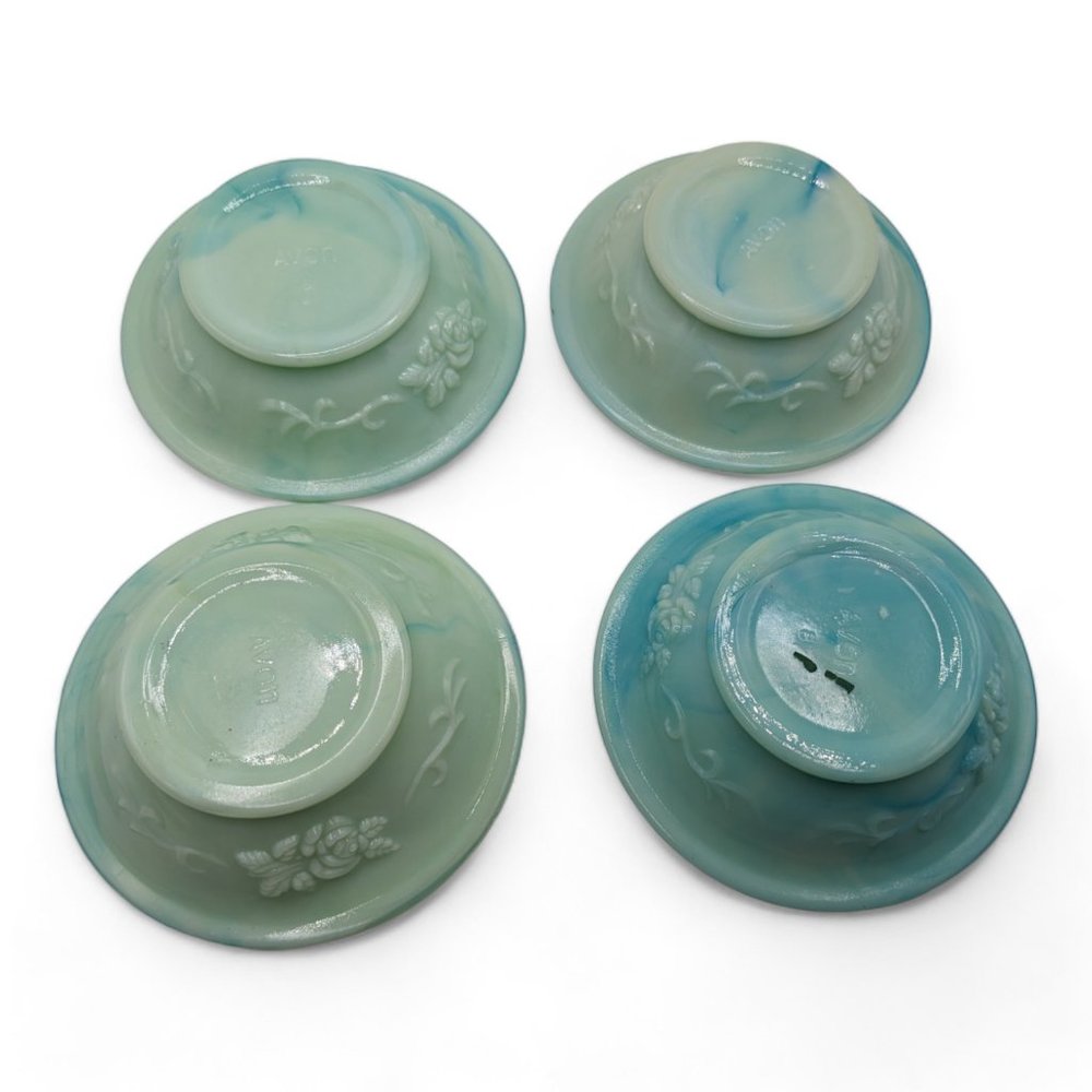 Vintage Avon Jadeite Green Slag Glass Bowls Set of 4 1970's - Picture 5 of 11